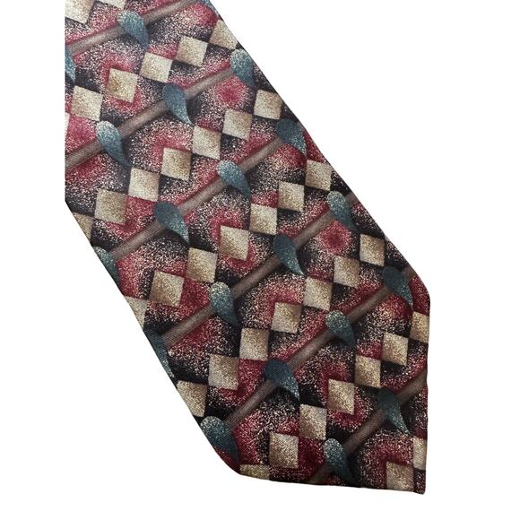 Vintage JT Beckett Purple Geometric 80s Silk Necktie - Picture 2 of 4
